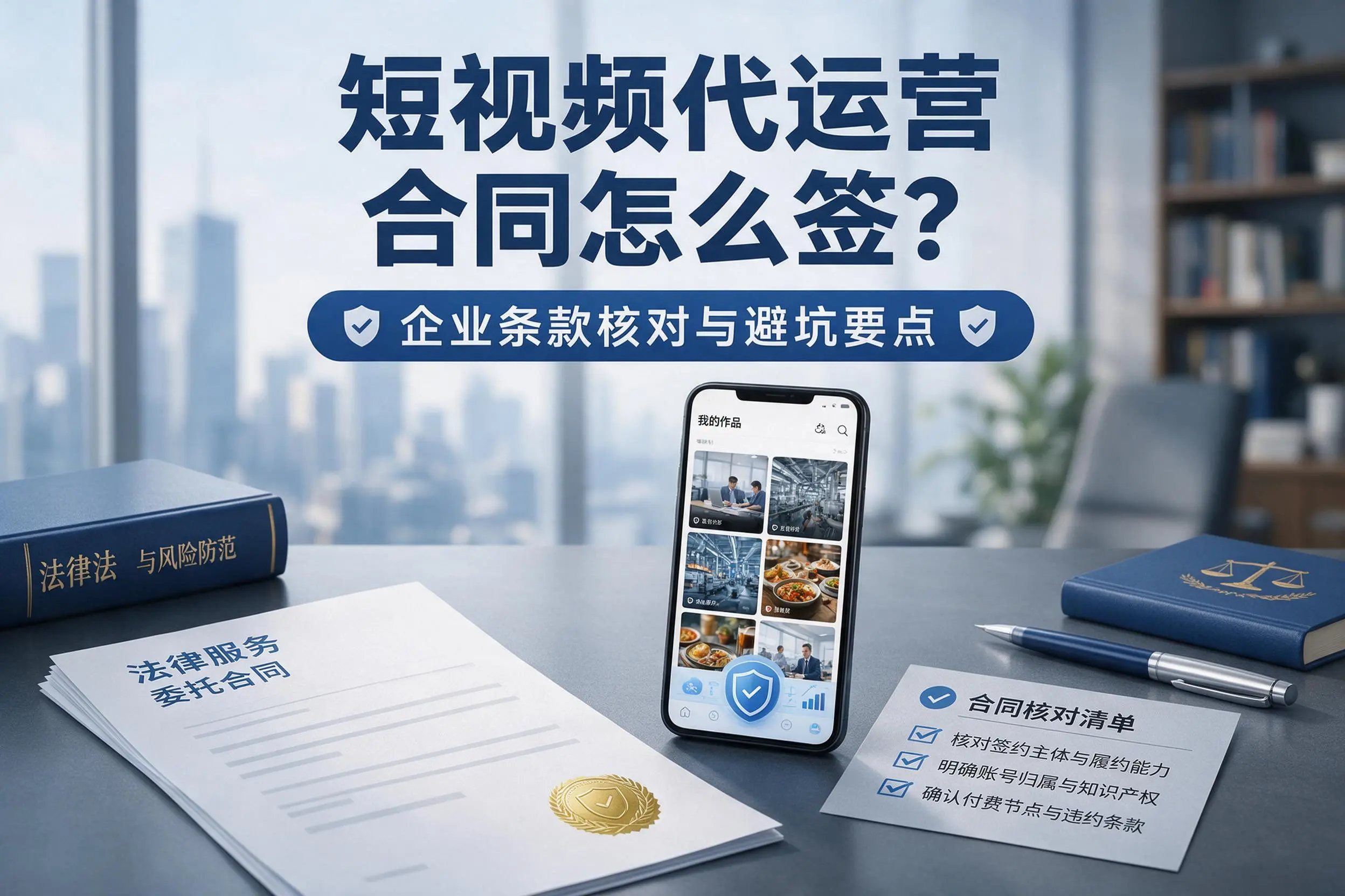 短视频代运营合同怎么签?通化企业条款核对与避坑要点