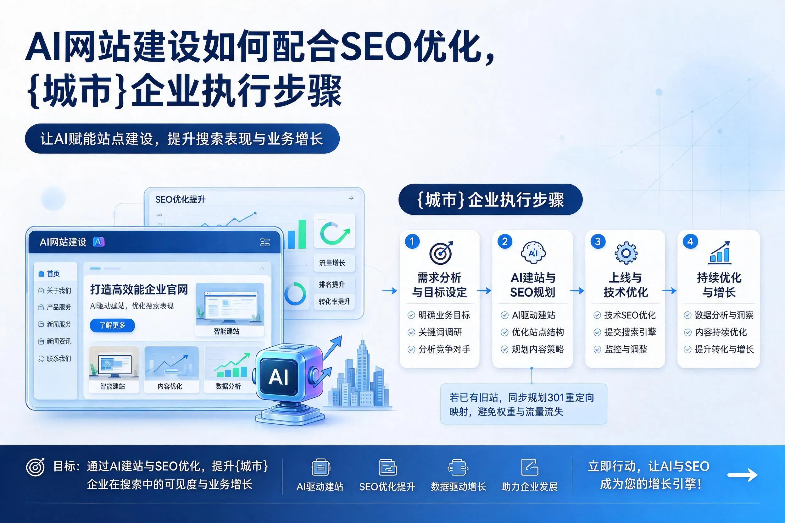 AI网站建设如何配合SEO优化，通化企业执行步骤