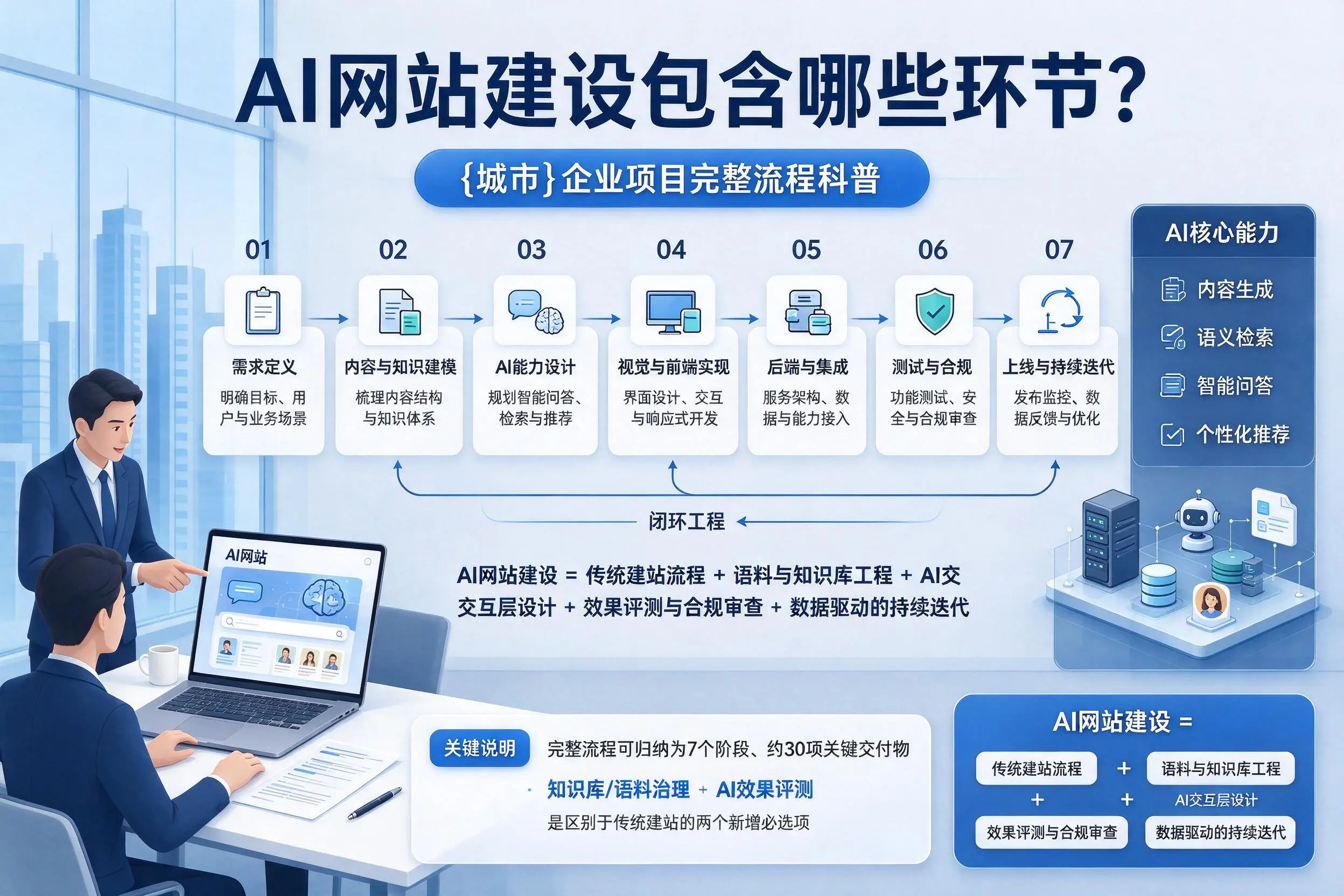 AI网站建设包含哪些环节？通化企业项目完整流程科普