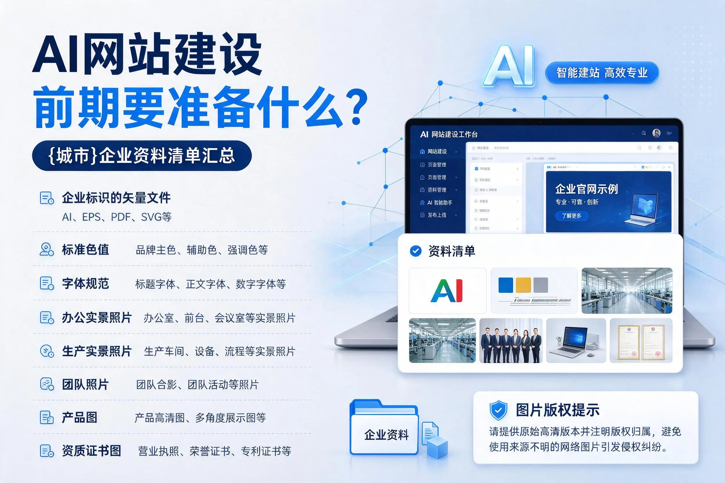 AI网站建设前期要准备什么?通化企业资料清单汇总