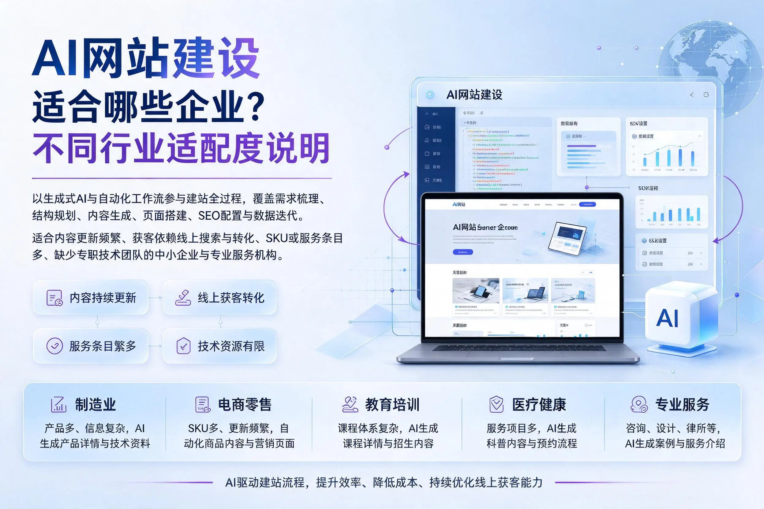 AI网站建设适合哪些企业?通化不同行业适配度说明